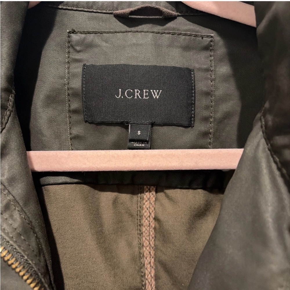 J.Crew Olive Green waxed Utility Jacket with gold Accents - Picture 2 of 4